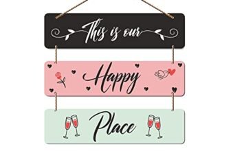 Artvibes This Is Our Happy Place Family Wooden Wall Hanger for Home Decor | Quotes Decor Item | Wall Accents | Gift Items | Wall Illustrations | Artworks Hangings | Mdf Wall Decoration (WH_5304NN)
