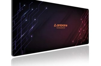 Ambrane Desk Mat 23 x 11 inches for Gaming Mouse Pad, Computer Laptop, Keyboard Mouse Pad, Notebook, MacBook, for Office & Home with Stitched Edges, Non-Slip Rubber Base, Waterproof Surface