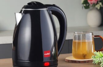 cello Pluto Quick Boil 1350 Watts Double Wall Cool Touch Outer Body Stainless Steel Electric Kettle(1.5 L, Black)