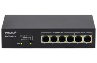 Prama Prama PT-SW1U06P-E 100 Mbps Network PoE Switch, 4 PoE Ports + 2 Uplink RJ-45 Ports