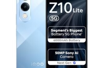 iQOO Z10 Lite 5G (Titanium Blue 2026, 4GB RAM, 64GB Storage) | Dimensity 6300 5G Processor | 50MP Sony AI Camera | 6000 mAh Battery | IP64 Rated & Military Grade Shock-Resistance*