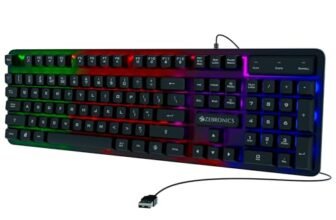 ZEBRONICS Transformer K1 Premium Gaming Keyboard with 104 Keys, 1.7m Cable, Laser Keycaps, Multi Color LED Modes, Integrated Multimedia Keys, All Keys Enable/Disable Function