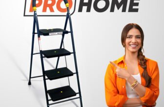 ProHome 4 Step Eco Steel Ladder for Home and Anti Skid shoes Steel Ladder(With Platform) Steel Ladder(With Platform, Hand Rail)