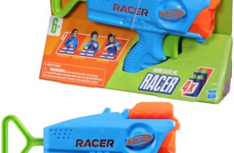 Nerf Elite Junior Racer Easy Play Dart Blaster,4 Elite Darts, Outdoor Toys For Age 6+ Guns & Darts(Multicolor)