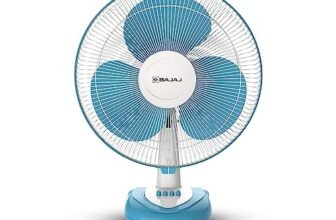 Bajaj Frore Neo Table Fan 400 MM | Table fans for Home & Office |Aerodynamically Balanced Blades| 100% CopperMotor| HighAir Delivery|3-Speed Control| 2-Yr Warranty 【Blue】