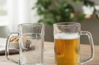 Table & Tale Americano Line 340 ml Beer Mug Set of 2 from Brazil | Crystal Clear Beer Mug | Ideal for Beer, Cocktails, Mocktails, Cold Drinks & Other Beverages