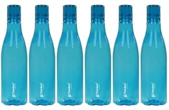 PEARLPET Throttle BPA-free Plastic Water Bottle Set of 6 Pcs, Each 1000ml, Blue