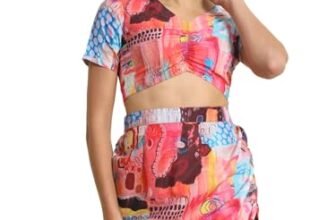 Womens 2-piece Printed Coord Set | Crop Top & Skirt Dress