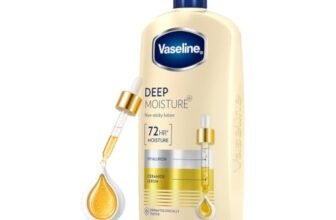Vaseline Deep Moisture Body Lotion with Ceramide Hyaluron Fillers | 10X More Moisture for Cushion Soft Glowing Skin | For Dry Skin | Lightweight Non-Sticky Formula | 600ml