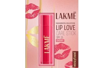 Lakme Lip Love Care Stick Cherry, with 10% Vitamin E Complex, nourished with Shea & Cocoa Butter and enriched with Almond & Jojoba Oil for 24hr moisturization in just 1 swipe, with SPF 15, 4.5g