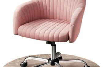 Oakcraft Velvet Desk Chair for Home Office, Adjustable Swivel Task Chair Modern Computer Fabric Dining Chair(Set of 1, Finish Color – Pink)