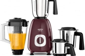 Milton Artis Mixer Grinder, ISI Certified, Grindstone Blade Technology, 3 Jar + 1 Blender Jar, 800 W (21000 RPM), 5 yr motor warranty, 2 yr product warranty I Wine