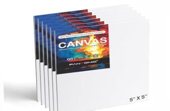 PANTONIC 6 Pieces 5 x 5 Inch, Medium Size Canvas Boards for Painting, Acrylic Oil Painting Board 6 Pcs Set, White Color