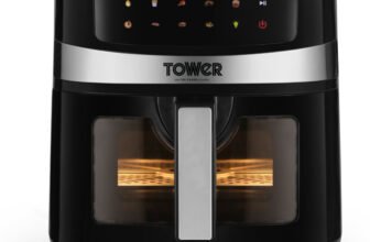 Tower Vortx Digital Vision 6.3L | 1600W | 9 Preset Menus | Bake, Grill & Roast | Digital Touch Display | Rapid Air Circulation Technology | Glass Window with built-in Light | Adjustable Temperature & Timer | Up to 80% Less Oil Usage | Air Fryer(6.3 L)