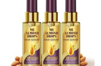 Bajaj Almond Drops Hair Serum 50 ml (Pack of 3) | With Almond Oil & Vitamin E | Nourishes Dry & Frizzy Hair.