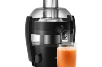 Philips HR1832/00 Centrifugal Juicer Fruits & Vegetables | 500W Juicer | 1.5L Capacity | XL Feeding Tube | QuickClean Technology | Compact Design | Ink Black