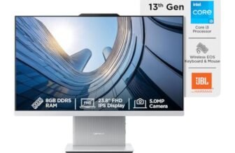Lenovo IdeaCentre AIO Intel Core i3-1315U 24″ FHD IPS (8GB RAM/512GB SSD/Win11/Microsoft 365 Basic + Office Home 2024/Wireless EOS Keyboard & Mouse,Grey), F0HN0106IN All-in-One Desktop