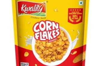 Kwality Corn Flakes 800g | Made with Golden Corns | 99% Fat Free, Natural Source of Vitamin & Iron | High in Protein & Fiber | Healthy Breakfast Cereal