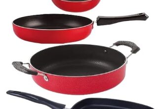Nirlon Non Stick Cookware Kitchen Cooking Essential Gift Set of 4 Pieces (FP12_KD11_GP24.5_CS24)