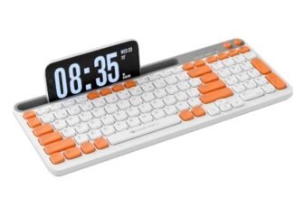 Zebronics Keypad X3 Wireless Keyboard, 102 Keys, 12 Multimedia Keys, 2.4GHz + BT, UV Coated Keycaps, Mobile & Tablet Holder, ₹ Rupee Key, Retractable Stand, USB Nano Receiver (Dawn Orange)