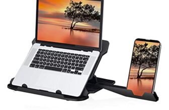 Portronics My Buddy Hexa 22 Laptop Stand with 360° Rotation Base, Mobile Stand, 7 Adjustable Heights, Air Ventilation, Portable & Foldable Design for Upto 15.6 Inches Laptops & MacBook (Black)