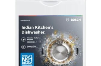 Bosch 13 Place Setting (fits up to 70 utensils) Free-Standing Dishwasher for Indian Utensils | Hygiene+ & Intensive Kadhai Program (SMS66GW01I, White, Inbuilt Heater, Removes 99.9% Germs)
