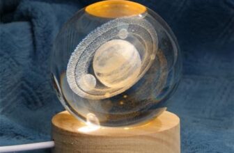 Lexton 3D Saturn Planet Design Decorative Light | 6 LED Lights, Modern Artificial 3D Crystal Ball Shaped with Wooden Base for Astronomy Home Decoration, Birthday Gifts (Pack of 1)