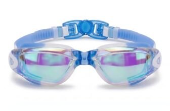 BURNLAB Kids Mirrored Lens Swimming Goggles for Pool and Outdoor Swimming, Adjustable Fit, kids Boys and girls (Royal Blue)