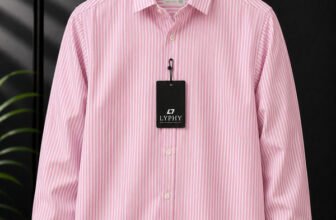 Lyphy Men Striped Casual Pink Shirt