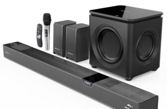 ZEBRONICS 1100 Watts Powerful Soundbar, 7.2.4 Home Theatre, Wireless, Dual Satellites & Driver Subwoofer, Dual Radiators, DTS X,Dolby Atmos, Karaoke UHF Mic, HDMI Earc, Optical (Juke BAR 10000), Black