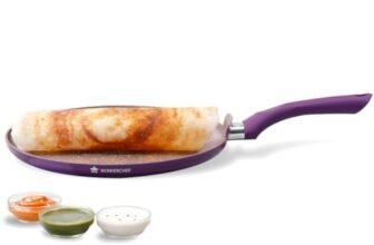 Wonderchef Royal Velvet Non-Stick Dosa Tawa 28cm for Kitchen, Non-Toxic Chemical & PFOA Free, Low-Oil Cooking, Scratch-Resistant, Gas Stove & Induction Friendly, Soft Handle, 2-Yr Warranty, Purple