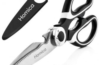 Homica Multi Purpose Heigh Quality Kitchen Scissors | Premium Stainless Steel Food Shears for Meat, Chicken, Fish, Seafood, Vegetables & Herbs | Heavy Duty Kitchen Shears with Bottle Opener | Black