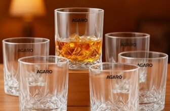 AGARO Elegant Whiskey Glass, Set of 6, 325ML, Diamond Cut Design, Crystal Clear, Perfect for Scotch, Whisky, Bourbon, Liquor, Wine, Cocktail Drinks