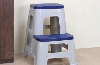 Nilkamal STL31 Strong and Durable Plastic Seating Stool for Home | Bedroom | Bathroom | Kitchen | Living Room | Office | Adult Stool with high Load Capacity (Silk Grey/Cobalt Blue)