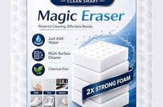 Pack of 4 Homica Magic Eraser Cleaning Sponge | Chemical-Free Multi-Purpose Cleaning Sponge | Just Add Water | Removes Marks, Stains | for Kitchen, Bathroom, Walls, Shoes & Appliances