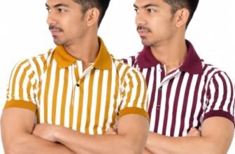 Men’s Striped Polo T-Shirt, Pack of 2, Mustard and Maroon