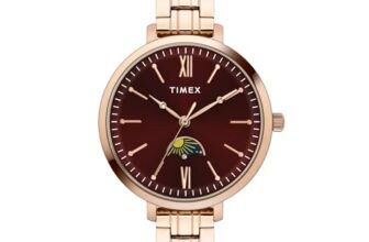 TIMEX Analog Watch for Woman with Black Round Dial & Rose Gold Stainless Steel Bracelet Band Water Resistant Women’s Wrist Watches – TWEL20102