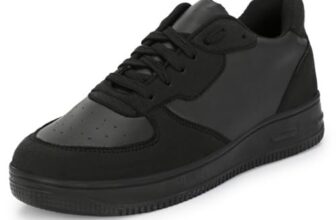 Leatherkraft Men Round-Toe Lace-Up Sneakers Black