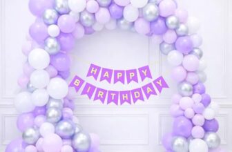 Happy Birthday Decoration Kit for Husband Wife Men Women Adults Home Living Room Outdoor Terrace With 30 Pcs Purple White Silver Balloons 1 Pcs Purple Happy Birthday Paper Banner Items Set Combo