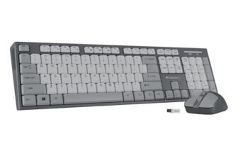 Zebronics Wireless Keyboard & Mouse Combo, 104 UV-Printed Keys, ₹ Key, 12 Multimedia Keys, Retractable Stand, 4 Button Mouse, 1600 DPI, High Precision, USB Nano Receiver (Companion 304, Grey)