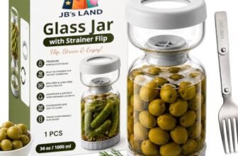 JB’S LAND Pickle Jar with Strainer, Borosilicate Glass Flip Jar for Storage