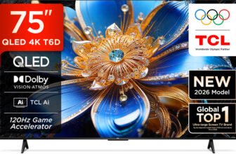 TCL T6D 189.31 cm (75 inch) QLED Ultra HD (4K) Smart Google TV 2026 Edition with HDR10+ Dolby Vision- Atmos 34W 120 Hz Game Accelerator (DLG) TCL AI Slim & Uni body Design(75T6D)