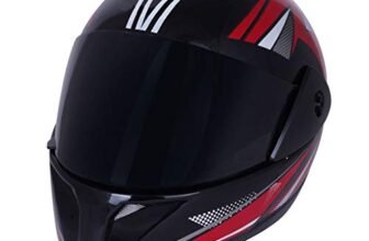 Sage Square Plus Full Face Graphic Helmet (ISI Certified) Tinted Visor, High Standard Safety, Enhanced Design, Extra Comfort (Black Glossy-Red) (Size: Extra Large)