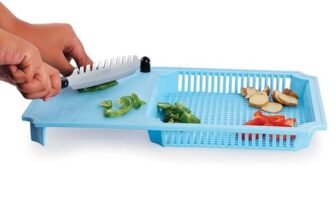 Anjali Fantastic Cut & Wash Deluxe Cutter Blue Black – Polypropylene, ABS & Nylon Body with Tempered Magnetic Stainless Steel Blades, Ideal for Cutting, Chopping & Slicing – HZCW01(B)
