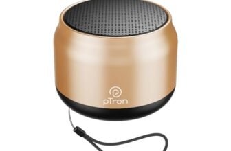 pTron Newly Launched Fusion Hook v2 6W Bluetooth Speaker with 8 Hrs Playtime, 2.04″ Neo Driver for Pristine Sound, Mini Size Portable Speaker, BTv5.1 Connectivity, TWS Feature & Type C Charging (Gold)