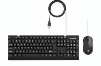 Lapcare E9 Wired Keyboard and Mouse Combo | 104 UV Coated Keys, Spill Resistant | Slim & Ergonomic Design | USB Plug & Play | 1000 DPI Optical Mouse for Home & Office (Black)