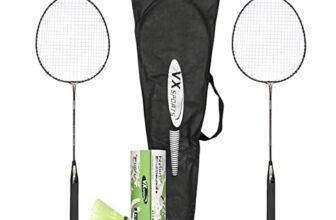 Vector X Lightweight Adult Badminton Racket Set of 2 with 3 Nylon Shuttlecocks for Professional Athletes Training and Competition Rackets Set, Playing Outdoor, Backyards, Gym