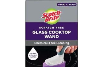 Scotch-Brite (950-CT-W) Glass Cooktop Refill Pads, Cleans with Just Water, Tackle Burnt-On Messes, 1 Wand and 2 Replacement Heads
