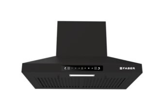 Faber Pluto 60 cm 1000 m³/hr Wall Mounted Kitchen Chimney | Baffle Filter | Touch Control | LED Lights | 1 Year Comprehensive Warranty and 12 Years on Motor | Black | HOOD PLUTO SENSOR TC BF BK IN 60