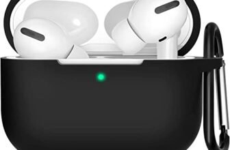 Meyaar Compatible for AirPods Pro 2nd Generation Case Cover with Keychain, Soft Silicone Skin Case Cover Full Protective (Only Silicone Cover) (Black)